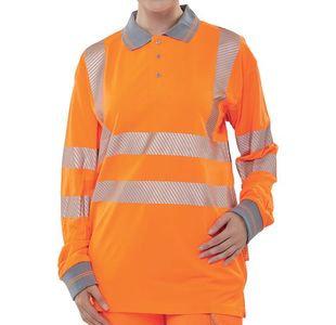 Hi Vis Exec Lng Sle Polo Orange Lg