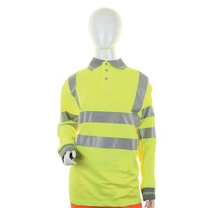 Ladies Hi Vis L/S Polo S/Yellow M