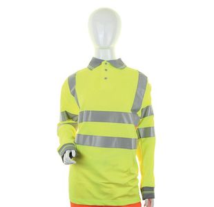 Ladies Hi Vis L/S Polo S/Yellow S