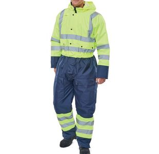 2Tone Hi Vis Coverall Sylw/Nblu S