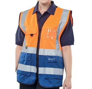 Hi Vis Exec Waistcoat Org/Nblue Xs