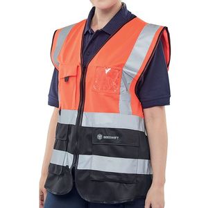 Hi Vis Exec Waistcoat Red/Blk Xs