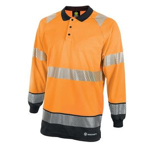 Hi Vis 2Tone L/S Polo Org/Blk 4Xl