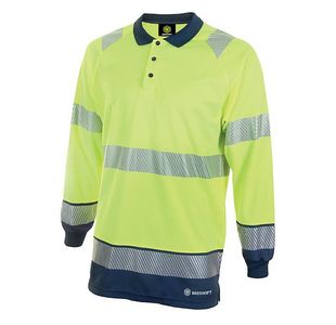 Hi Vis 2Tone L/S Polo Sylw/Nblu 3Xl