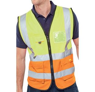 Hi Vis Exec Waistcoat Sylw/Org Xs