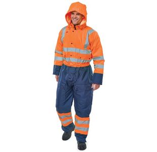 2Tone Hi Vis Coverall Org/NBlu L