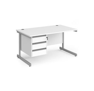 Contract 25 cant straight desk 3d ped