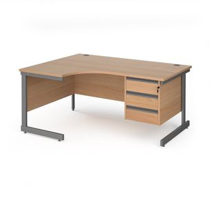 Contract 25 cant LH erg desk 3d ped