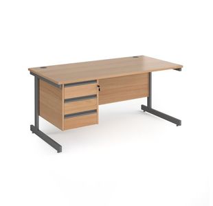 Contract 25 cant straight desk 3d ped