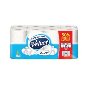 Velvet Comfort Toilet Roll Long Pk16