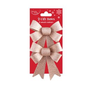 Eurowrap 2 Glitter Bow Rose Gld Pk6