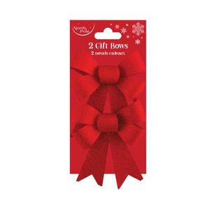 Eurowrap 2 Glitter Bows Red Pk6