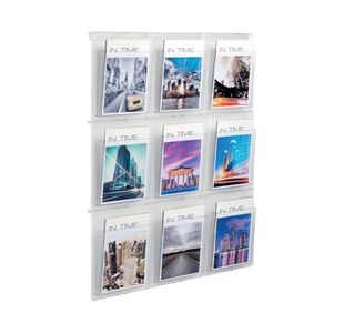 Helit Wall Display 9Xa4 Pockets Clear