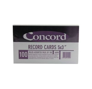 Concord Recd Crd 5X3 Ast Pk100 16099/160