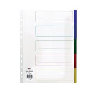 Concord Divider A4 5Pt Plstic Asst 66099