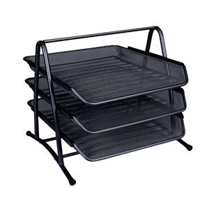 Qconnect 3 Tier Letter Tray Black