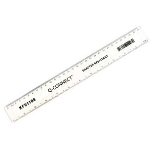 Q Connect Ruler Shatterproof 30Cm Clear