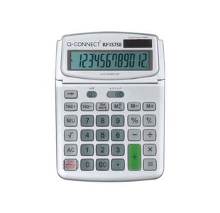 Qconnect Large Table Top 12Dig Calc Grey