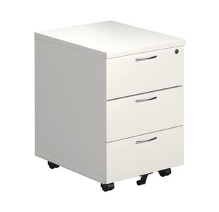 Ff Jemini White 3 Drawer Mobile Pedestal