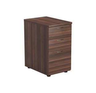 Ff Jemini Walnut 3 Drw Desk Hi Pedestal