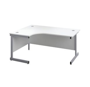 First Radial LH Desk 1600 White/Slv