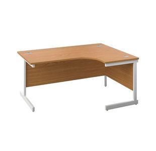 First Radial RH Desk 1600 N/Oak/Wht