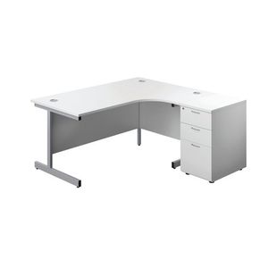 First Rdl RH Desk Ped White