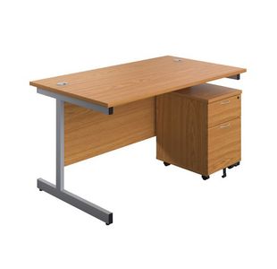 First Desk and 2 Drw Ped 1600 N/Oak