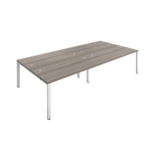 Jemini 4 Person Bench Desk G/Oak/Wht