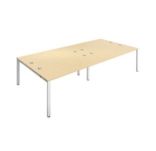 Jemini 4 Person Bench Desk Maple/Wht