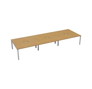 Jemini 6 Person Bench Desk N/Oak/Wht