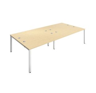 Jemini 4 Person Bench Desk Maple/Wht