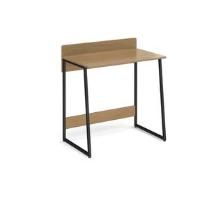 Kyoto Home Office Workstation With Upstand - Summer Oak With Black Frame