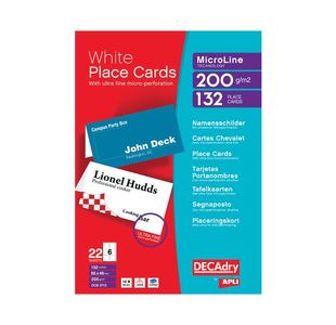 Decadry Xtra Fn Perf Place Cards Wh P132