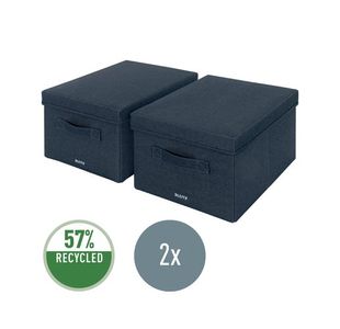 Leitz Fabric Box w/Lid Twnpk Med Gry