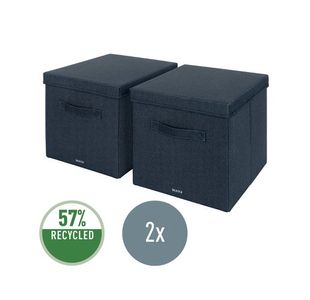 Leitz Fabric Box w/Lid Twnpk Lrg Gry