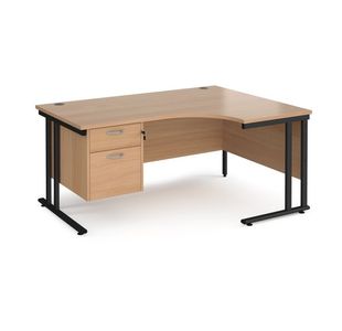 Maestro 25 cant rh erg desk 2 drawer ped