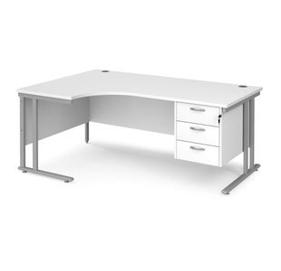 Maestro 25 cant lh erg desk 3 drawer ped