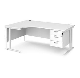 Maestro 25 cant lh erg desk 3 drawer ped