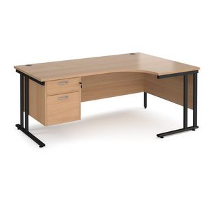 Maestro 25 cant rh erg desk 2 drawer ped