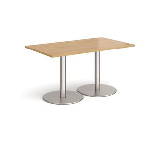 Monza rect dining table flat round bases