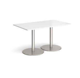 Monza rect dining table flat round bases