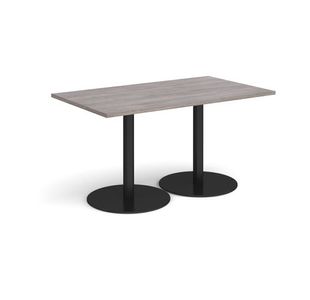 Monza rect dining table flat round bases