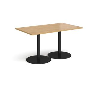 Monza rect dining table flat round bases