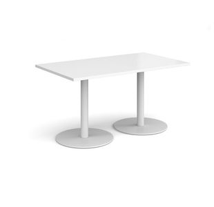 Monza rect dining table flat round bases