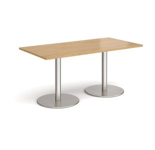 Monza rect dining table flat round bases