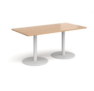 Monza rect dining table flat round bases