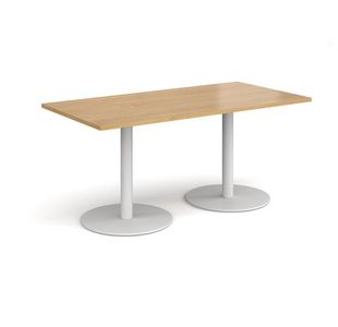 Monza rect dining table flat round bases