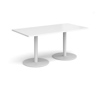 Monza rect dining table flat round bases