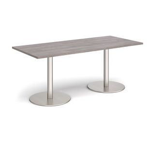 Monza rect dining table flat round bases